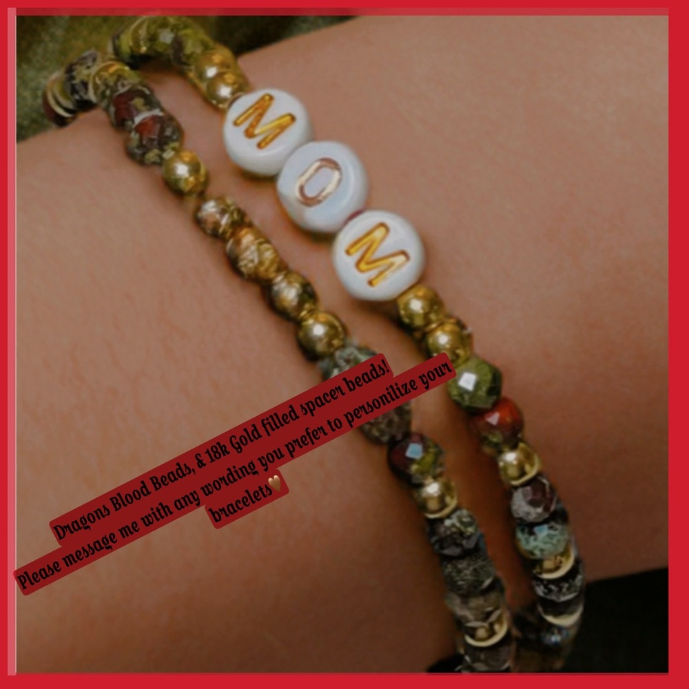 Dragons Blood crystals /18k gold filled spacer beads Bracelet Set (New Handmade)